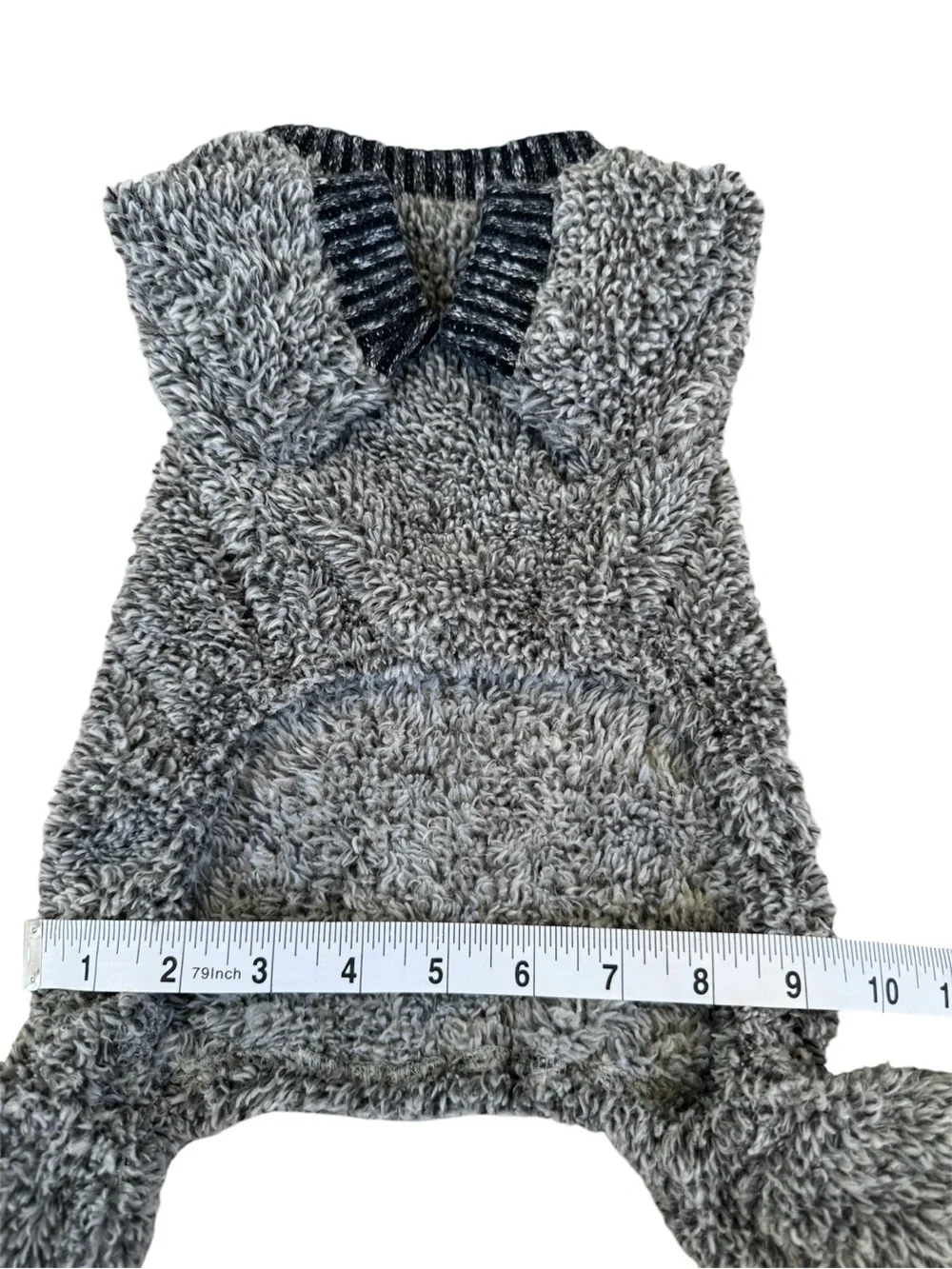 Like New! Dog Fuzzy Pajamas. “Fitwarm” Grey Pet Onesie for Thermal Warmth. Med.